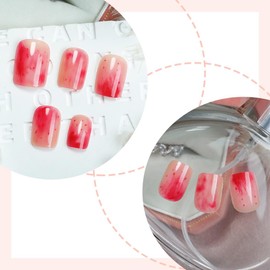 24 Pcs Press on Nails Short Square,YIHONGYUAN Fake Nails Short Press ons Nail Art Tips Acrylic Nail Set Glue on Nails Full Cover False Nails with Red Apple Gradient Designs Stick on Nails for Woman