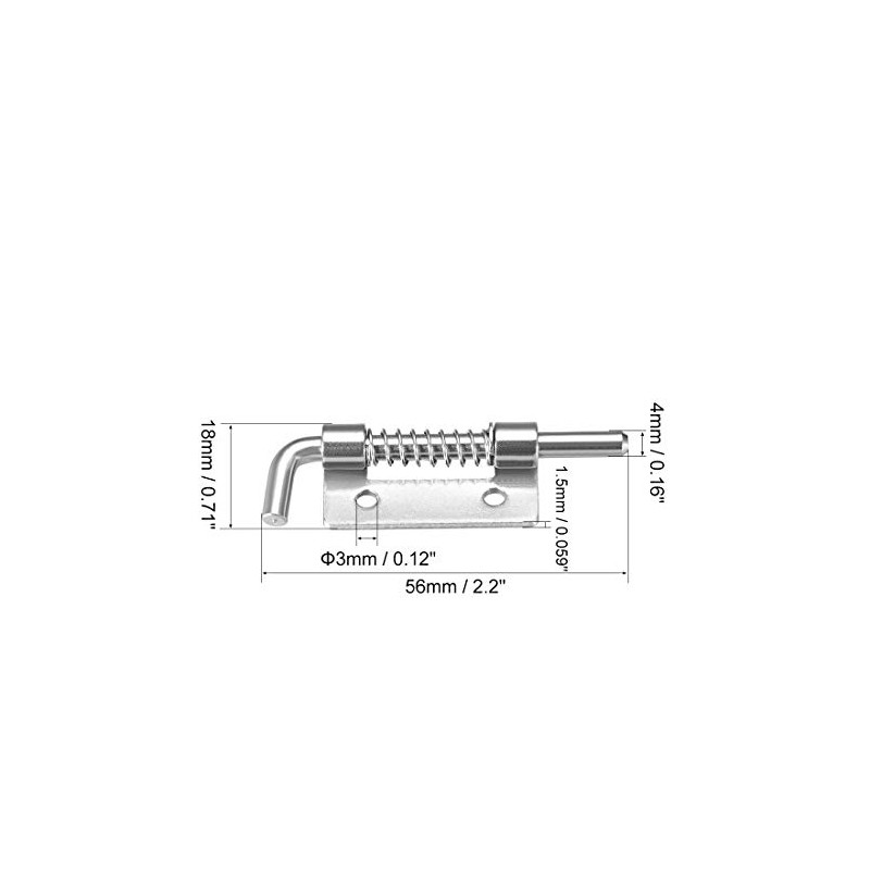 sourcing map Spring Latch, 2.2 Inch Right-Handed Stainless Steel 304