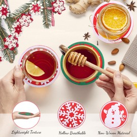 Minicoco Christmas Felt Coaster Set Xmas Drink Non-Woven Coasters Felt Cup Mats Christmas Coffee Mats Decoration for Christmas Party, Dinner, Wedding (6 Pack)