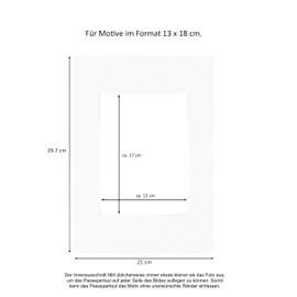 nielsen Conservation Passepartout Cardboard 1.5 mm Outer Format 21 x 29.7 cm (DIN A4) for Picture Format 13 x 18 cm Pure White (Light White) Smooth Surface