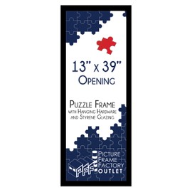 (1) -13x39-1.25" Flat Black Profile - Puzzle Frame - Hanging Hardware and Plexiglass Included