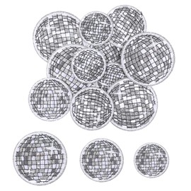 Lnngub 12 Pcs Disco Ball Iron On Patch,Bling Disco Ball Patches Music Party Bling Balls Iron On Patches for Hats T Shirt Jeans Skirt Bag DIY Sewing Craft Decoration(Silver)