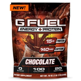 G Fuel Protein + Energy Drink Powder, Pre Workout Caffeine Mix for Gaming, Sugar Free Focus Amino, Vitamin + Antioxidants, 19oz (Chocolate, 20 Servings)