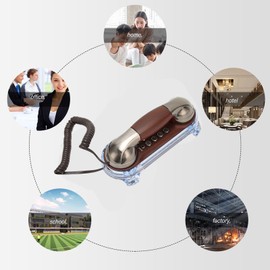 Retro Wall Mounted Telephone, Old Fashion Classic Vintage Telephone with Bottom Light, Desk or Wall Mount Corded Home Phone for Home School Office Hotel (Silver)