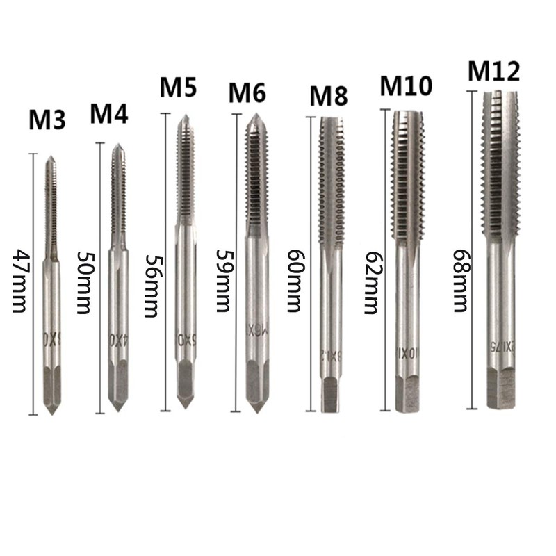 KEWAYO Drill Taps, Set of 7, High Speed Steel Tap