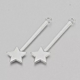 Unbranded 3 Star Wand Charms Princess Magic Fairy Wand Antique Silver 47 x 14 mm  1296