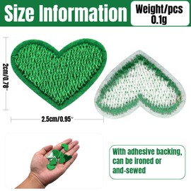 AKZYTUE - 50 parches para planchar de corazón pequeño, color verde oscuro, parches bordados para coser parches de corazón para ropa, chaquetas, mochilas, zapatos, decoraciones de reparación