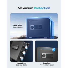 DAYI Biometric Fingerprint Safe Box, 0.8 Cubic Feet Home Safes with Fireproof Bag, Digital Touchpad Security Safe for Money Cash Documents, Dual Alarm System - 25 Plus+