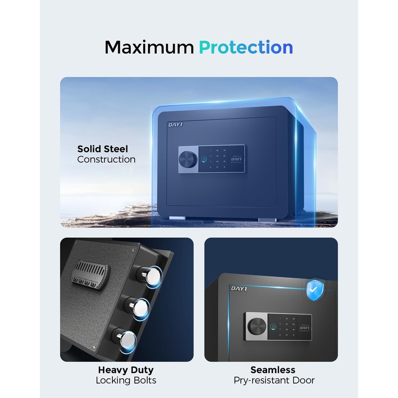DAYI Biometric Fingerprint Safe Box, 0.8 Cubic Feet Home Safes