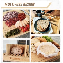 Kenomaza Bread Slicer W/Adjustable Cutter, Crumb Tray & charcuterie Board Folds