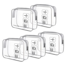 Lermende Transparent Toiletry Bag, Liquid Bag, Hand Luggage, TSA Approved Cosmetic Bag, Transparent Bag, Airport Compliant Bag, Travel Bag, Aeroplane Travel Bag, 1 Litre, 5 grey, unisex-adult