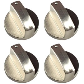 4 Pcs Cooker Knobs,Gas Stove 6MM Universal Replacement,Metal Parts Silver Stoves Switch Control Adaptors for New Kitchen Cooktop,Hob,Oven,Thermostat,Precise Temperature Burner Accessories Button