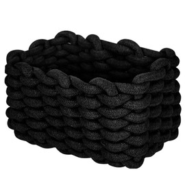 Storage Basket, 7.5x5.9x4.7 Braided Cotton Rope Rectangular Organizers Storage Basket for Shelves, Dog Toy Bin, Baby Gift, Black-