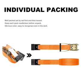 SALUINOKI Ratchet Straps Heavy Duty 2 inch 30ft Flat Hook (8 Pack) for Trailer Straps Tie Down Flatbed Truck Cargo Strap Retractable 10000lbs Breaking Load
