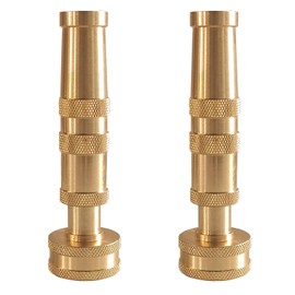 Hourleey Adjustable Twist Hose Nozzle, 4" Heavy-Duty Brass Hose Nozzle with 10 Garden Hose Rubber Washers, 2 Pack