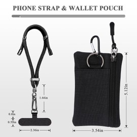 Phone Strap - 1 x Adjustable Wrist Strap,1 x Zipper Wallet Pouch,1 x Pad,Portable Pouch Wristlet Keychain Wristlet Wallet Coin Pocket for Women,Wrist lanyards for Keys,ID Badges and Most Smartphones