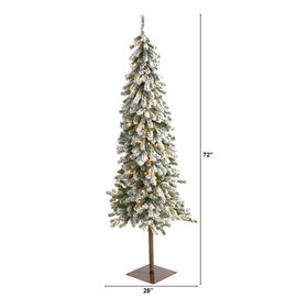 Nearly Natural 6ft. Flocked Alpine Christmas Artificial Tree with 200 Lights and 580 Bendable Branches