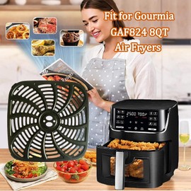 Chengziyue 8QT Square Air Fryer Tray for Gourmia GAF824 Air Fryers, Upgraded Double Layer Nonstick Coating Air Fryer Grill Pan Crisper Plate Rack Grate Shelf for 8QT Gourmia Air Fryer, Dishwasher Safe
