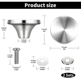 CLKE 2Set Dutch Oven Replacement Handle for Lodge, 5.1cm Replacement Pan Lid Knobs, Stainless Steel Lids Handles, Replacement Knob Cover, Pot Handle for Le Creuset, Lodge, Aldi (Silver)