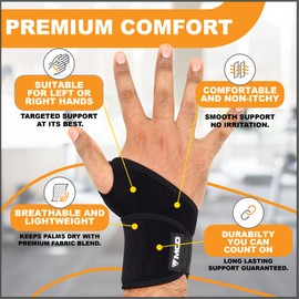 MCD SPORTS MCD Wrist Supports Comfortable, Lightweight, Hand & Wrist Braces Adjustable Wrist Compression Support Fit for both Left & Right Hand Wrist Support for Fitness, Weightlifting, Gymnastics & Relief