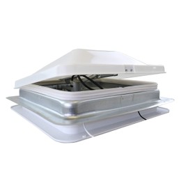 HENG’S INDUSTRIES 14" RV Roof Vent 12 Volt Powered Fan with WHITE Wedge Style Lid - 1” Garnish Ring | 71112A