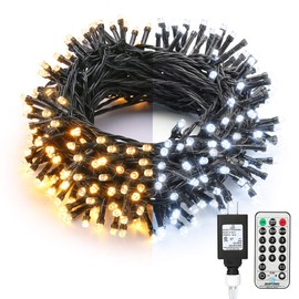 Brizled Color Changing Christmas Lights, 65.67ft 200 LED 11-Function Warm White & Cool White LED Lights String, Dimmable 24V Safe Adapter Christmas Tree Lights with Remote for Xmas Tree Party Decor