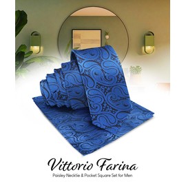 Vittorio Farina - Corbata y bolsillo cuadrado de cachemira de satén – Juego de corbatas para hombre – Accesorios de moda para hombre para cualquier ocasión, Real, Talla única