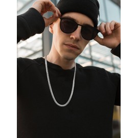 U7 Men Heavy Chunky Necklace Fashion Jewelry Platinum Plated Thick Hip Hop Punk 9MM Wide Snake Chain Necklace (22 Inches)