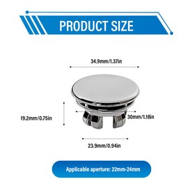 Sink Overflow Cover, Pack of 6 Overflow Decorative Ring for Bathroom Sink, Sink Overflow Rings, Round Overflow Cover, Overflow Cover, for Kitchen, Bathroom, Bathtub Accessories