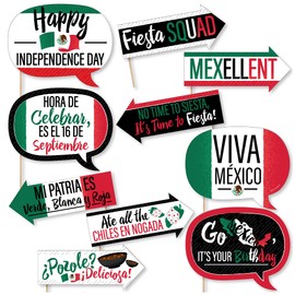 Big Dot of Happiness Funny Viva Mexico - Mexican Independence Day Party Photo Booth Props Kit - 10 Piece
