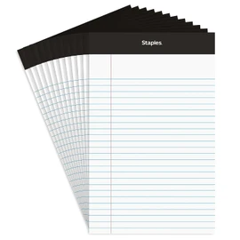 Staples TRU RED Notepads, 5 x 8 Inch, Narrow Ruled Legal Pads, Writing Pad for Home, Office, School, 12-Pack, White