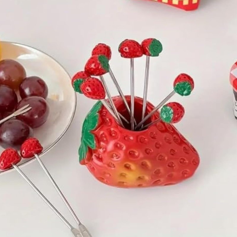Appetizer Forks | Fruit Dessert Forks Heart Strawberry Shape |