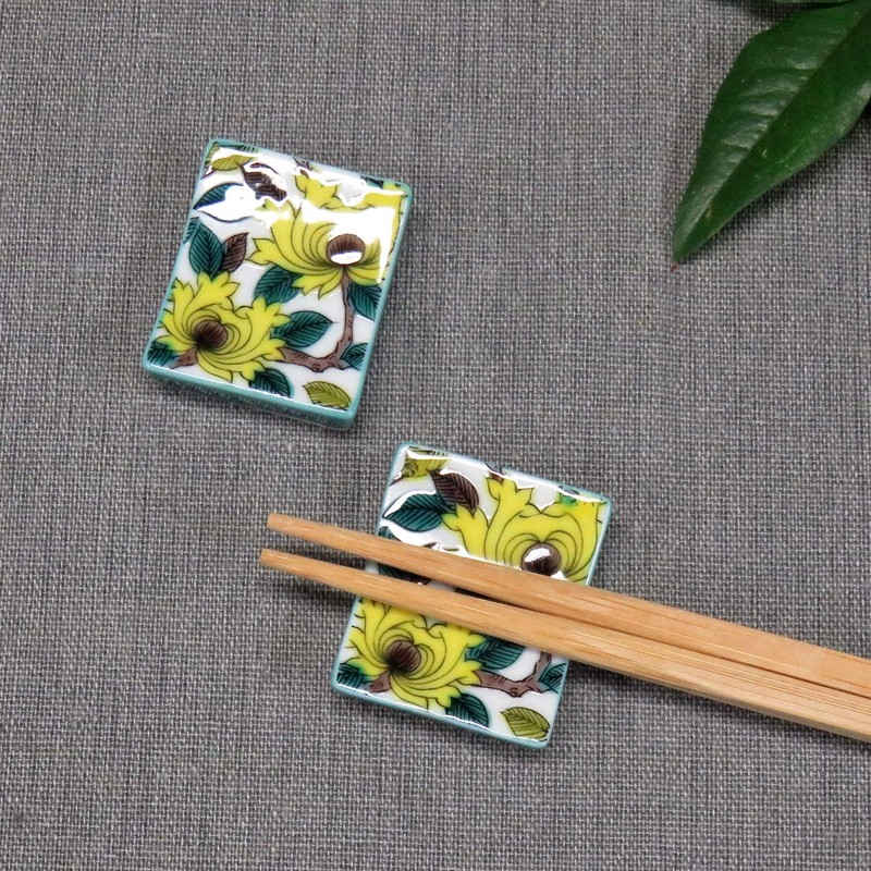 Chopsticks Rest Stylish Kutani Ware Pair Chopsticks Rest Set Peony