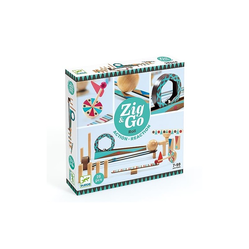 DJECO Construcción Go-28 Zig & Go Construction-28 pcs (35640), Multicoloured