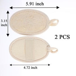 Natural Loofah Sponge Exfoliating Body Scrubber (2 Pack), Eco-Friendly Body Scrubber for Smooth Skin，Dry & Wet Use for Circulation & Detox，Beige.