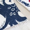 Homey COZY Embroidery Navy Velvet Octopus Throw Pillow Cover,Ocean Blue