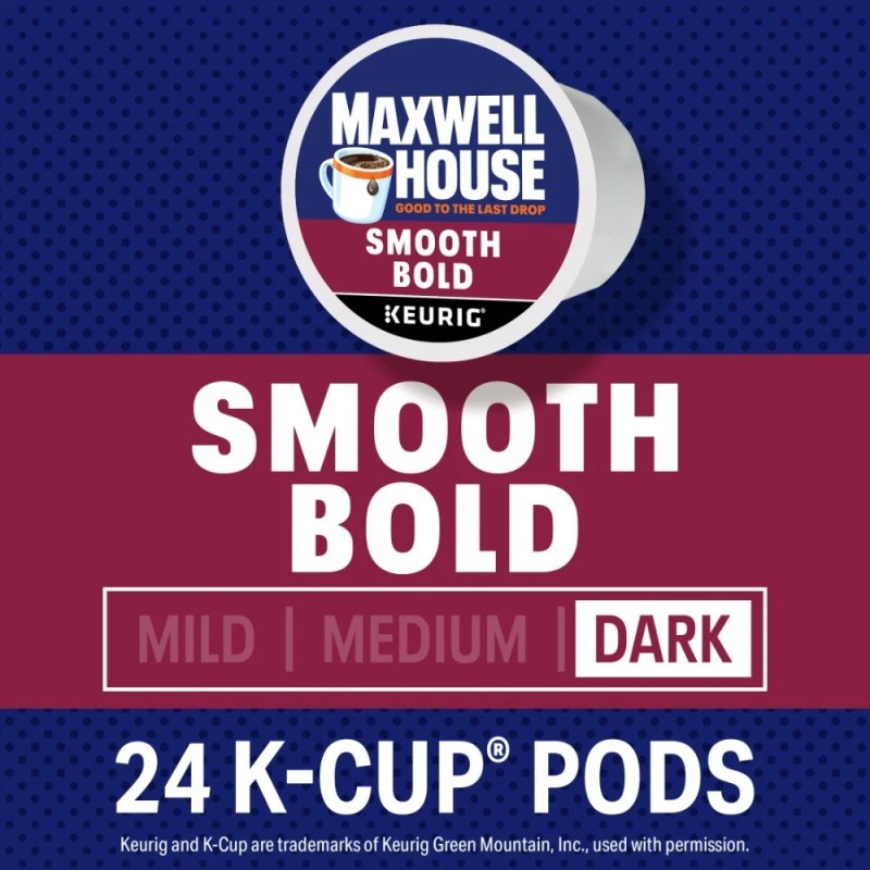 Unbranded Maxwell House Smooth Bold Roast Coffee K-Cup Pods, 24