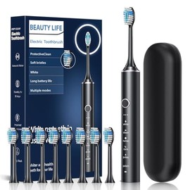 Cepillo De Dientes Eléctrico De Limpieza Y Blanqueamiento Inteligente, 6 modos limpieza, 100% de eliminación de placa, Cepillo de dientes eléctrico ultrasónico, Con 8 cabezales repuesto