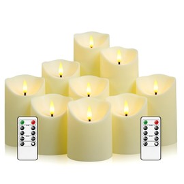 Eebuss Flameless Candles, LED Candles,Plastics Realistic Candle，flameless Candles with Remote，Suitable for Home Decoration，Adding Warmth to The Atmosphere，9pcs（Ivory）