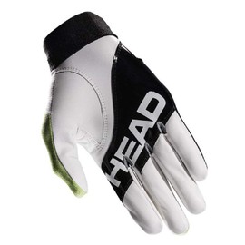 HEAD Leather Racquetball Glove - Conquest Extra Grip Breathable Glove for Right & Left Hand - Black/Lime/White, Left - Large