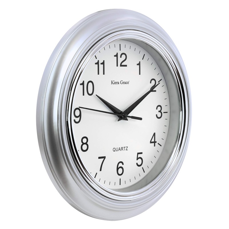 Kiera Grace Aster Round wall-clocks, 10-Inch, Silver