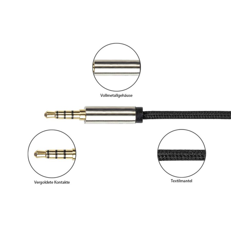 PYTHON Series Premium Audio AUX 3.5 mm Jack Cable 4-Pin