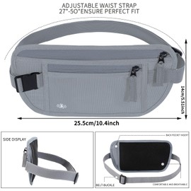 Money Belt For Travel Women Men Hidden Rfid Passport Holder For Travel (Grey)