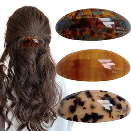 3 PCS Acetate Hair Barrette,Large Vintage Hair Barrette for Women,French Tortoise Shell Hair Clips Vintage Snap Hair clips Accessories Gifts for Women Girls Thick Hair