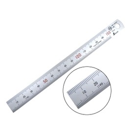 Shinwa 150 mm Rigid (15 mm x 0.5 mm) Zero Glare Satin Chrome Stainless Steel Machinist Engineer Ruler/Rule with Graduations in mm and .5mm Model 13005