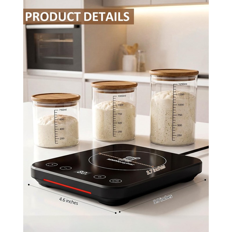 Sourdough Starter Warmer, Precise 1°F Control, 12H Timer, for Home