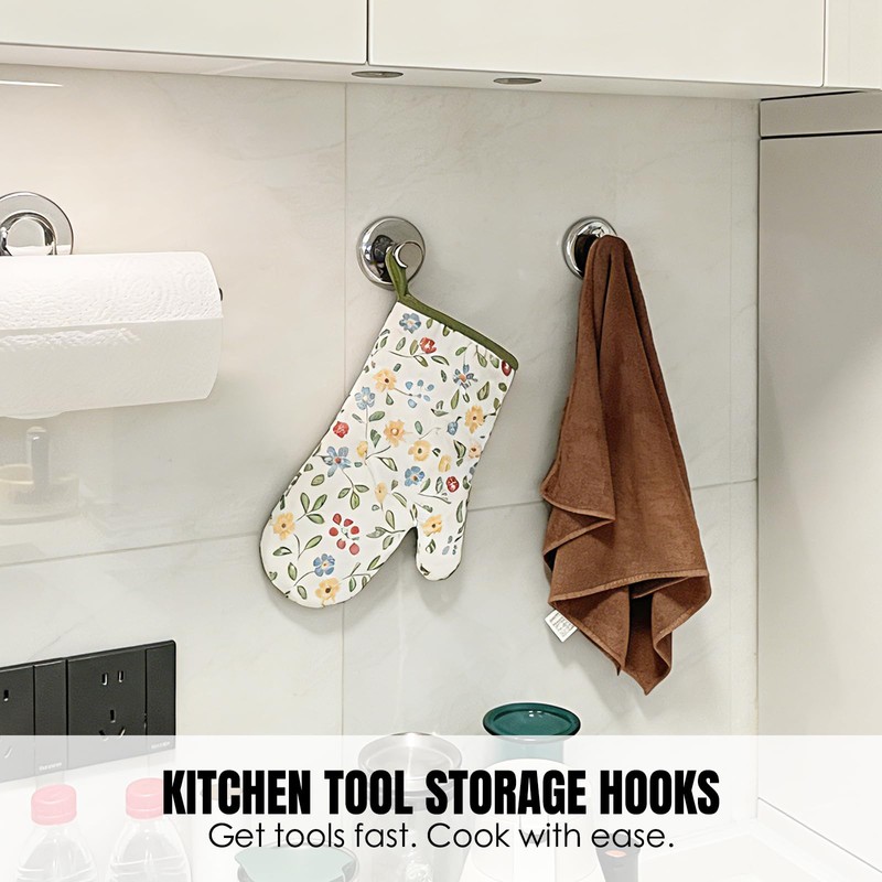 Poywaze Suction Hooks for Bathroom, Shower Hook No Drilling, Waterproof