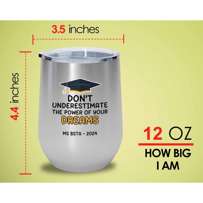 Graduation Silver Edition Wine Tumbler 12oz - Don't Underestimate AT