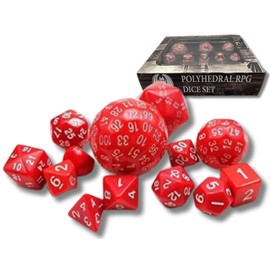 Grinning Gargoyle - 13 Die Complete Polyhedral Dice Set - DnD Dice Set - D and D Dice - Includes D3, D4, D6, D8, D10, D%, D12, D20, D24, D30, D50, D60, and a D100 - RPG Dice - Gaming Dice (Red)