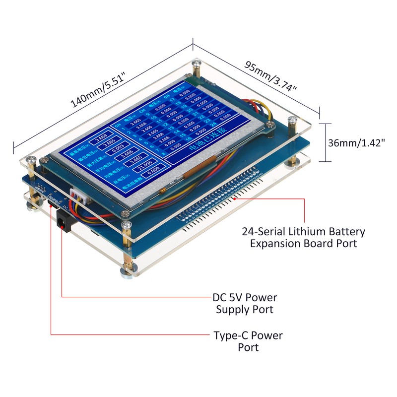 24 Series Lithium Battery Voltage Detector with Acrylic Shell Baffle,